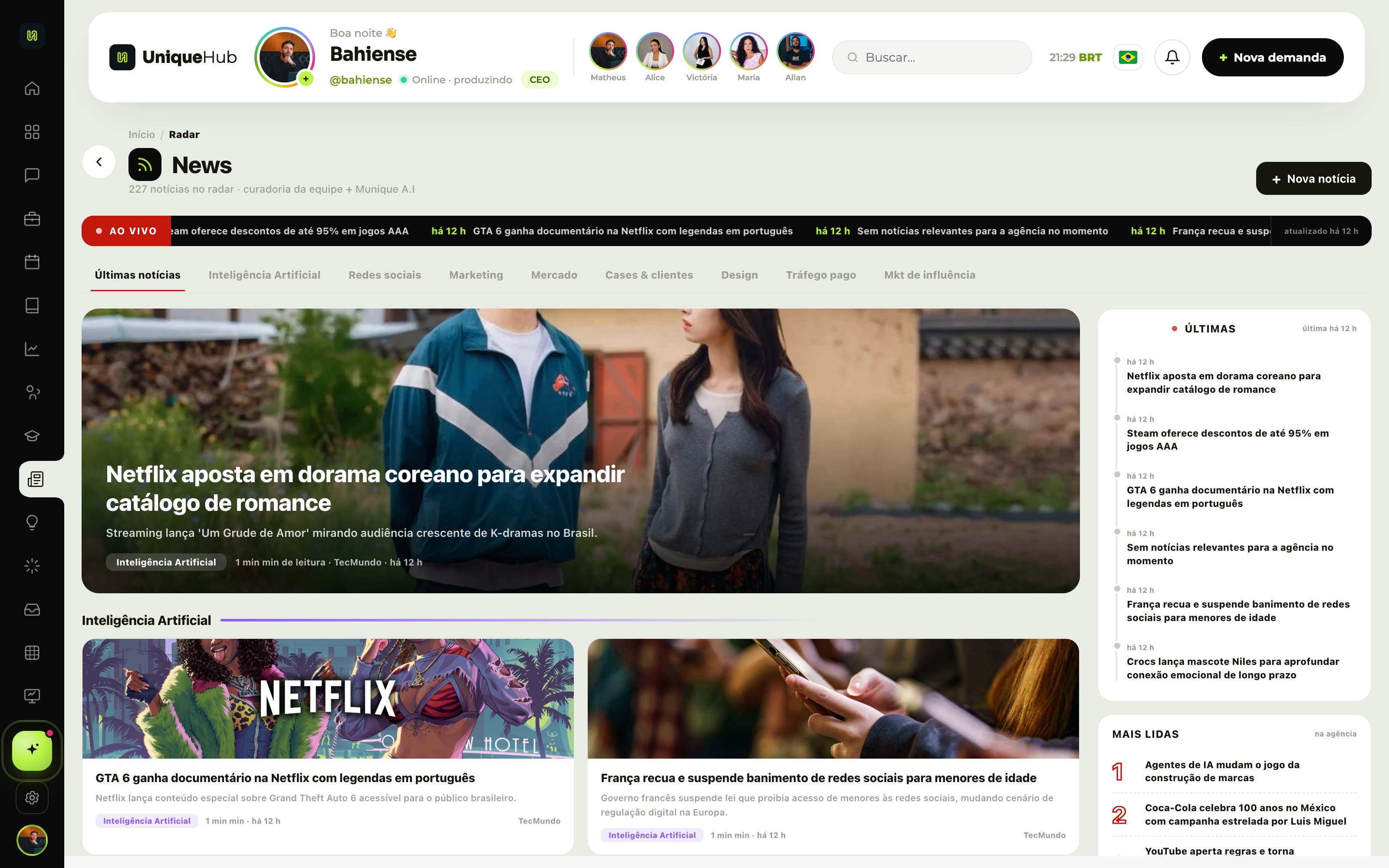 Módulo News do UniqueHub